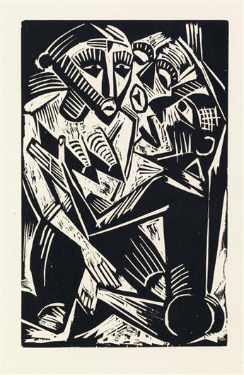 ERICH HECKEL Krankes Mädchen.  Woodcut, 1919-20.  Dube 266  * MAX PECHSTEIN Weib vom Manne begehrt,  woodcut, 1919-2...